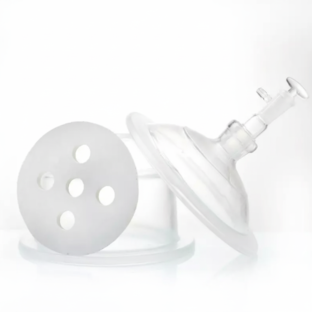 Desecador de Vacío 180 mm - Transparente con Llave y Placa de Porcelana