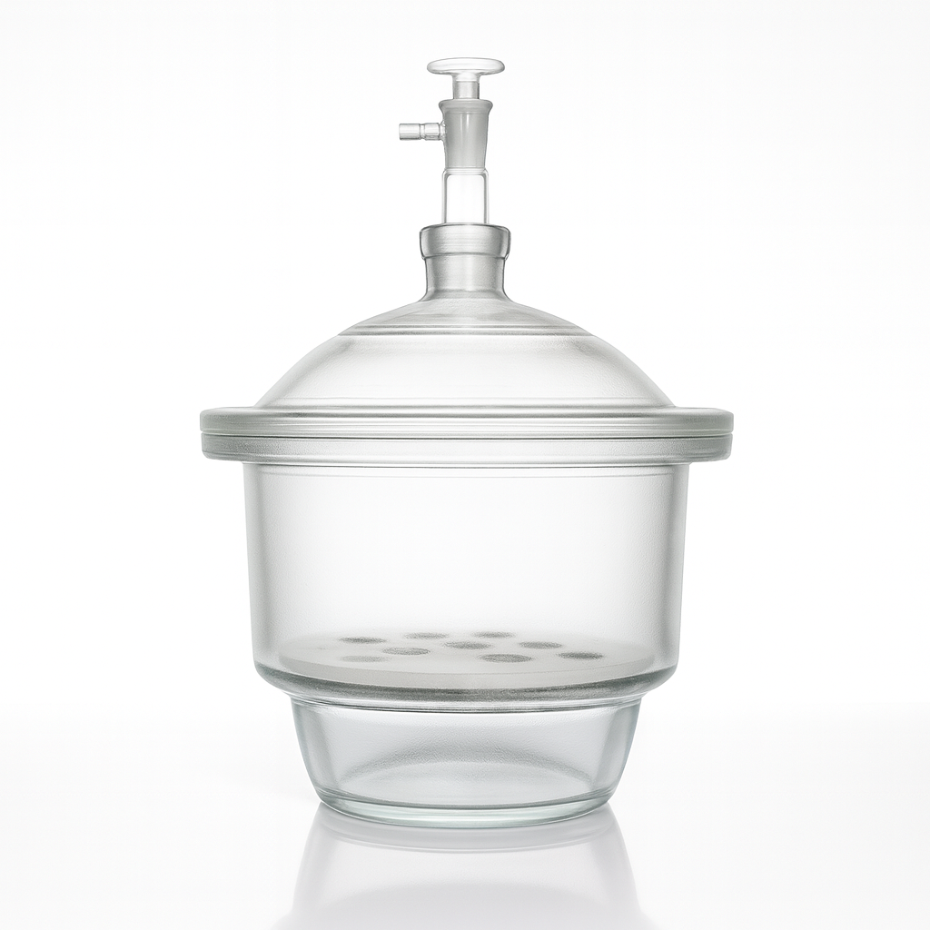 Desecador de Vacío 180 mm - Transparente con Llave y Placa de Porcelana