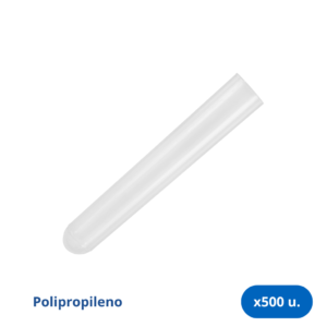 Tubo 12 x 75 mm Polipropileno - Bolsa x 500 Unidades