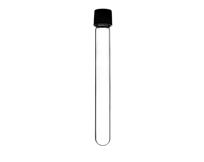 Tubo 20 x 200 mm de Vidrio Borosilicato con Tapa Rosca Bakelita - Caja x 100 Unidades